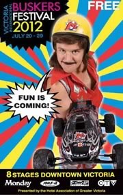 Ernest on the poster at the Victoria Buskers Festival - Canada